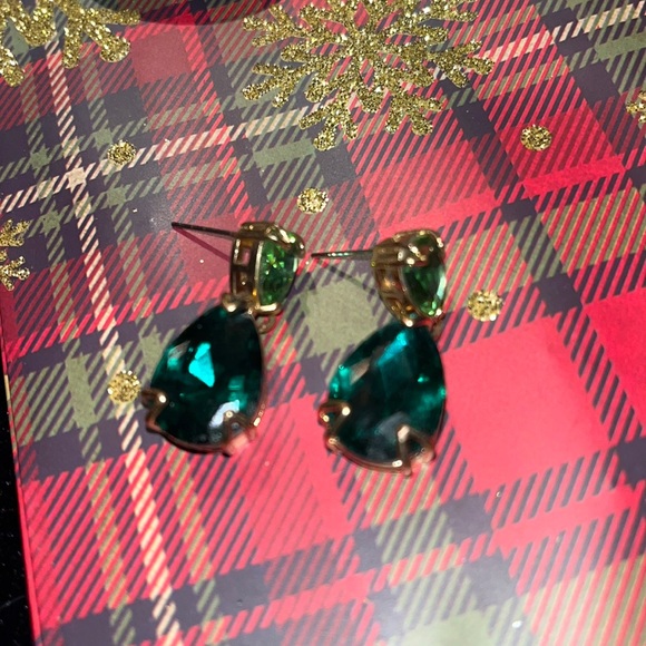 Green Dangle Earrings -Gold Hardware - Picture 1 of 6